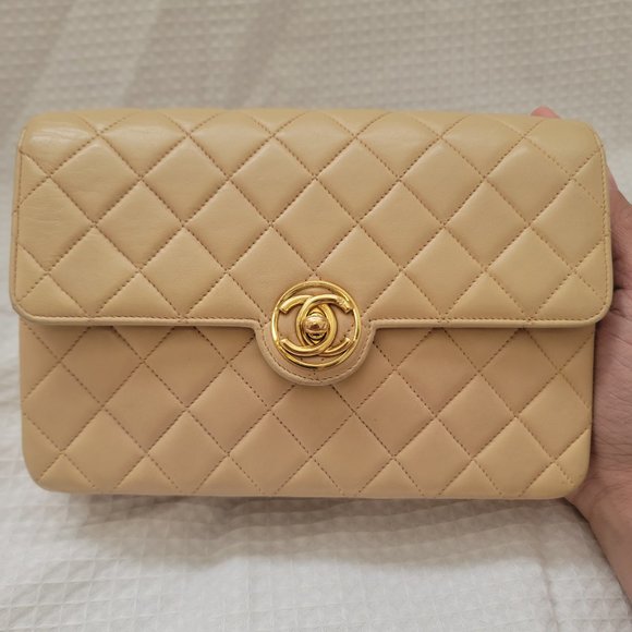 Chanel Circle CC Lock Beige Half Flap - Picture 1 of 9